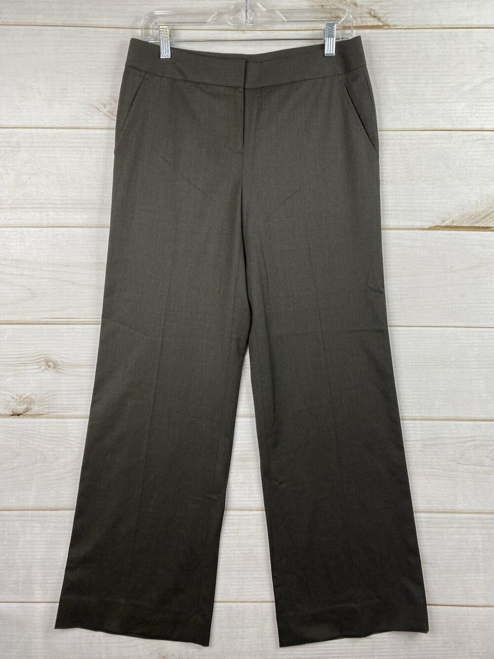 Lafayette 148 Dress Pants Womens 4 Brown Virgin Wool Trousers Unlined Minimalist